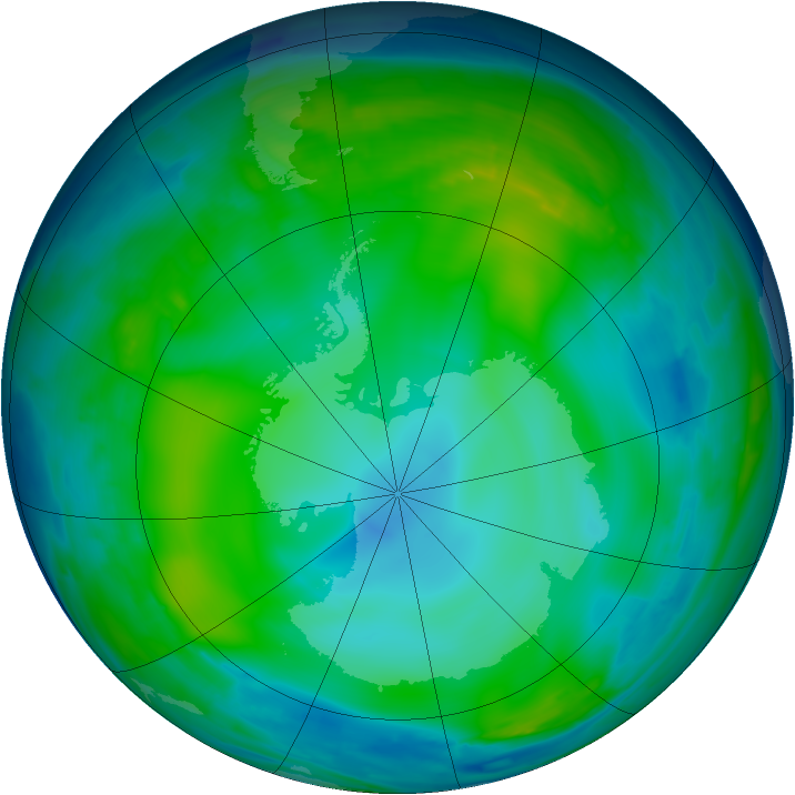 Antarctic ozone map for 08 June 2008